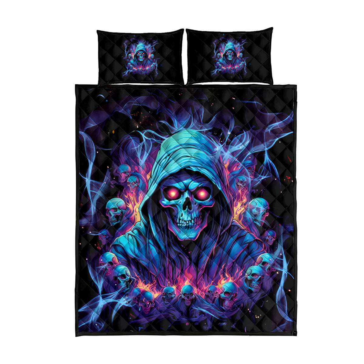 Reaper Skull Quilt Bed Set When I Was Born The Devil Said Oh Shit Competition - Wonder Print Shop