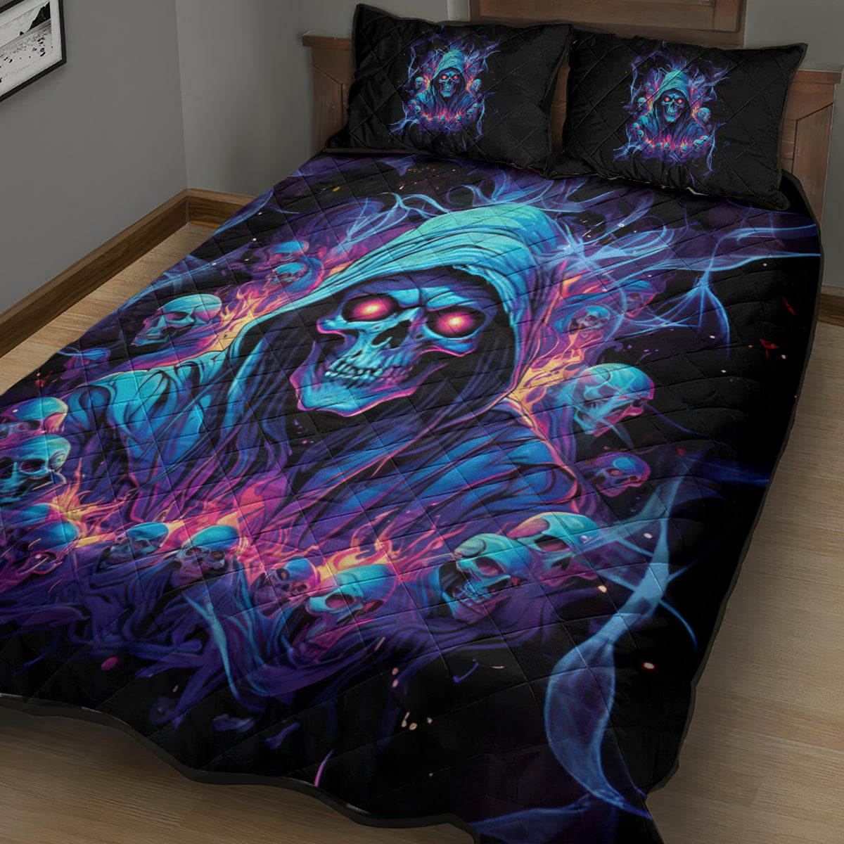 Reaper Skull Quilt Bed Set When I Was Born The Devil Said Oh Shit Competition - Wonder Print Shop