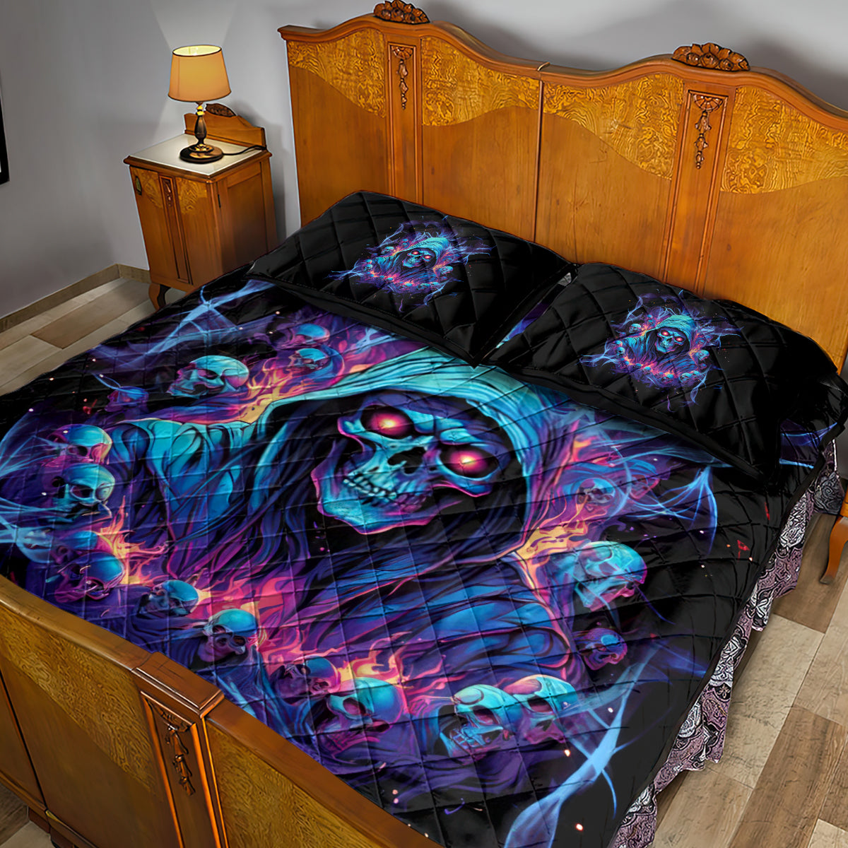 Reaper Skull Quilt Bed Set When I Was Born The Devil Said Oh Shit Competition - Wonder Print Shop