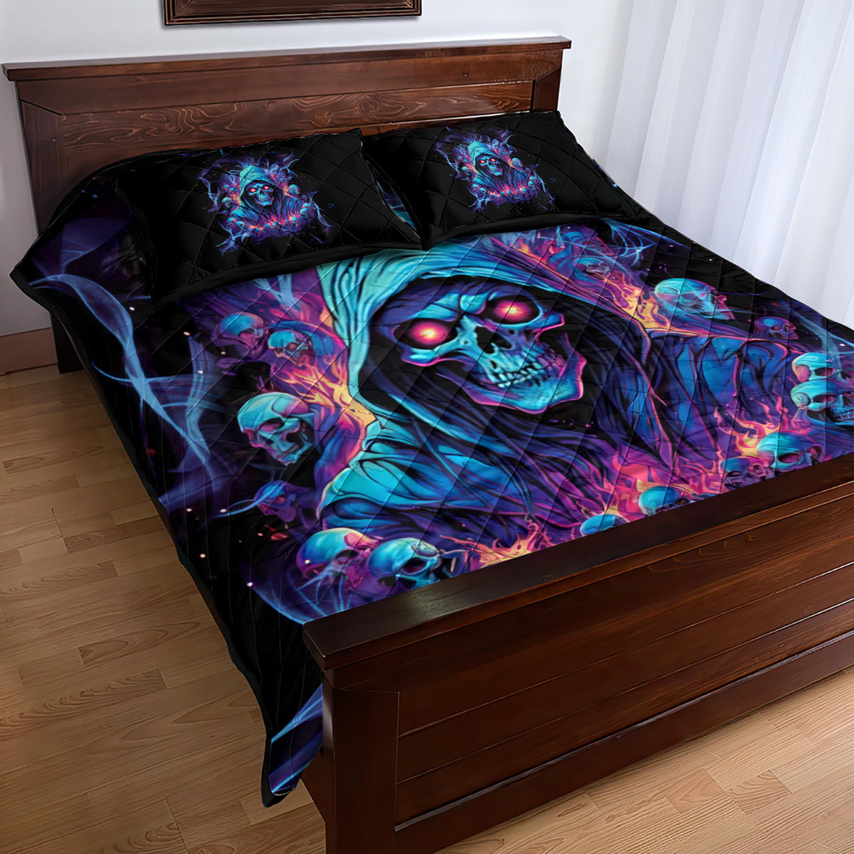 Reaper Skull Quilt Bed Set When I Was Born The Devil Said Oh Shit Competition - Wonder Print Shop