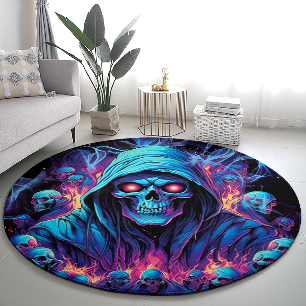 Reaper Skull Round Carpet When I Was Born The Devil Said Oh Shit Competition