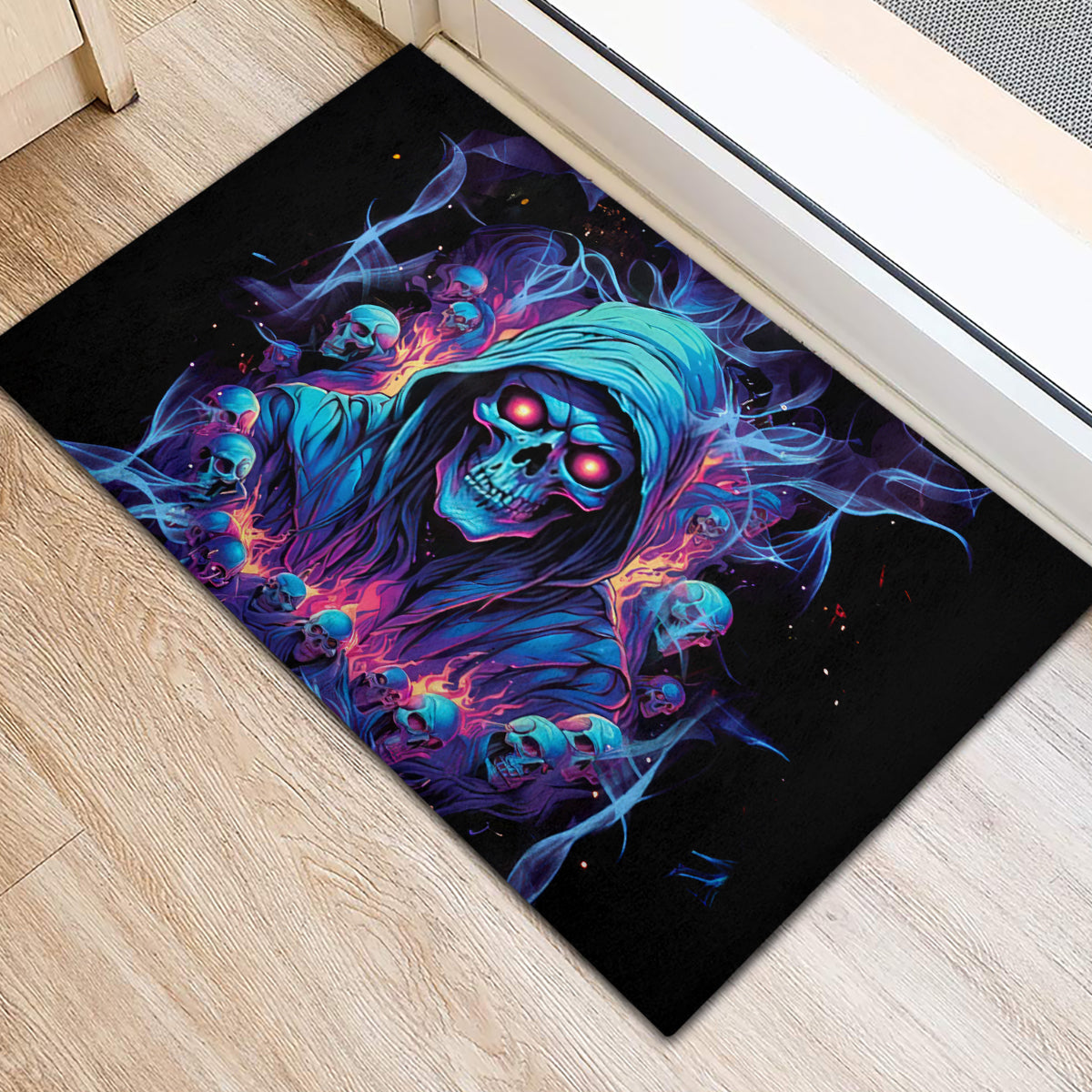Reaper Skull Rubber Doormat When I Was Born The Devil Said Oh Shit Competition - Wonder Print Shop
