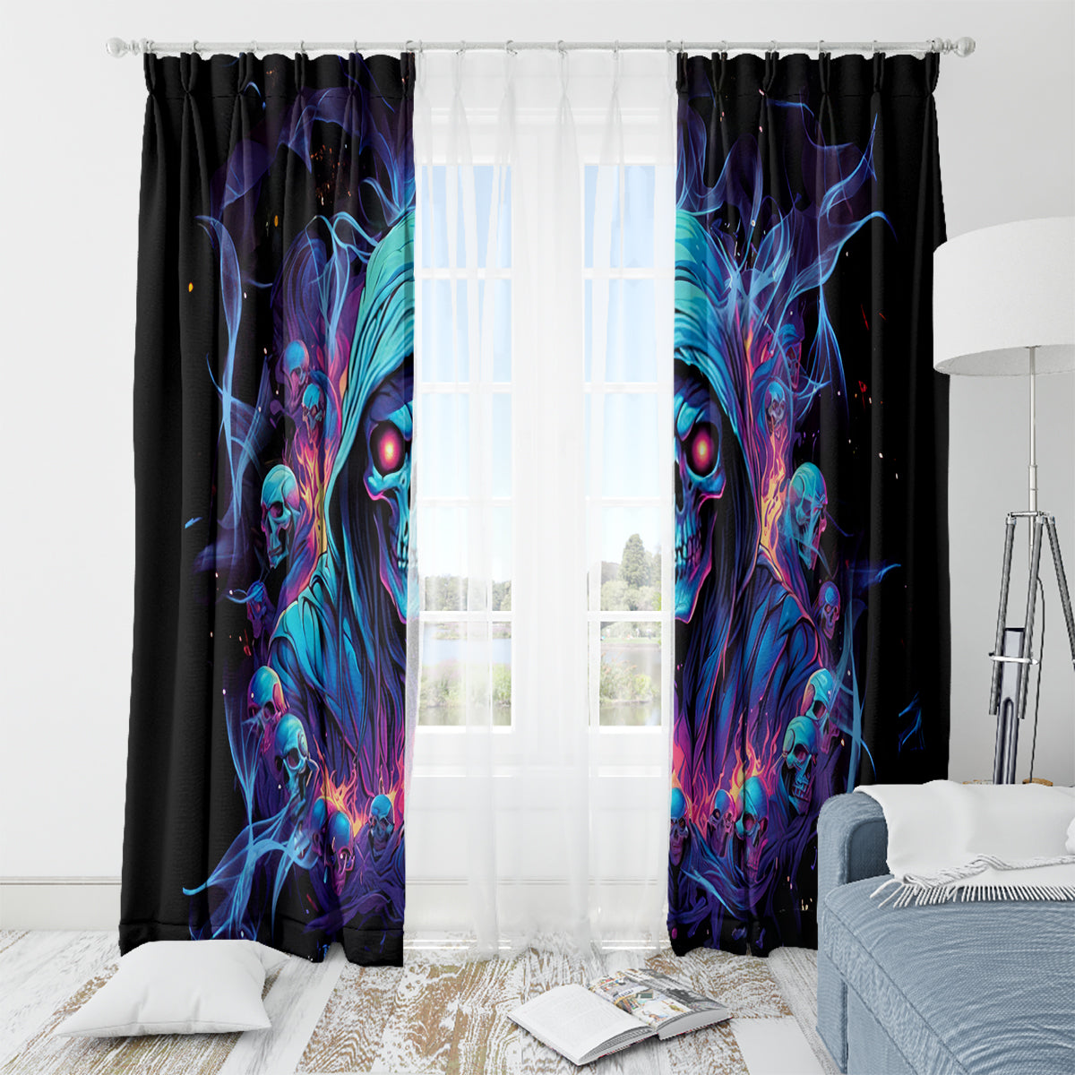 Reaper Skull Window Curtain When I Was Born The Devil Said Oh Shit Competition - Wonder Print Shop