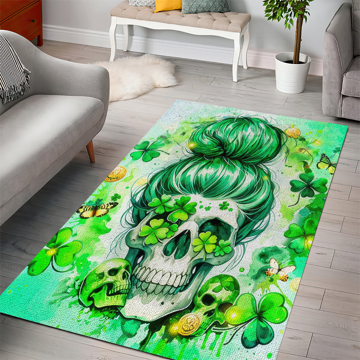 Irish Skull Area Rug Oho Lucky Mama - Wonder Print Shop