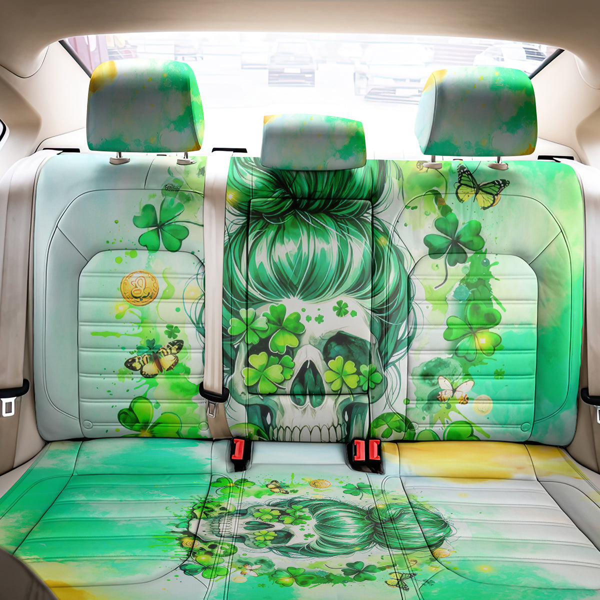 Irish Skull Back Car Seat Cover Oho Lucky Mama - Wonder Print Shop
