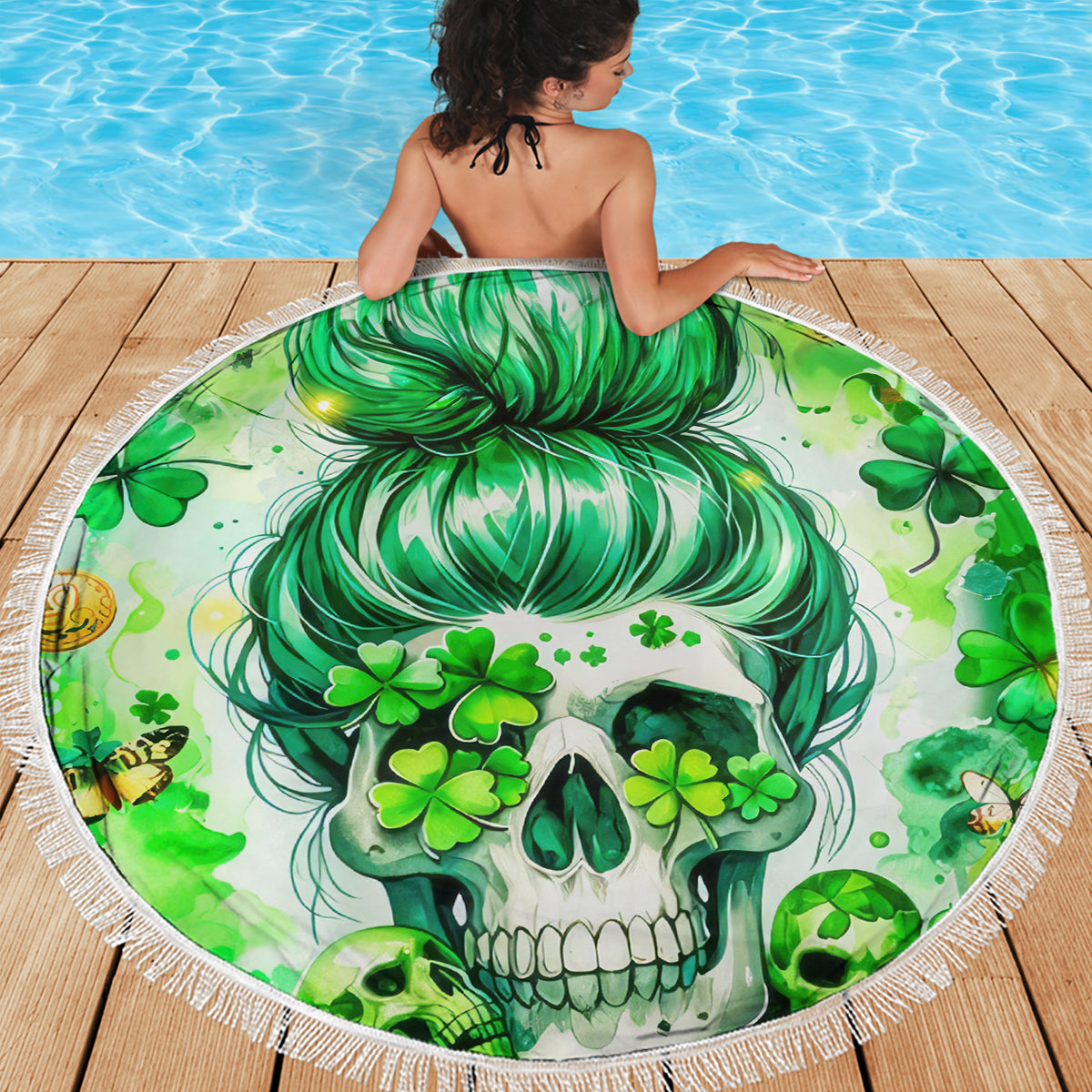 Irish Skull Beach Blanket Oho Lucky Mama - Wonder Print Shop