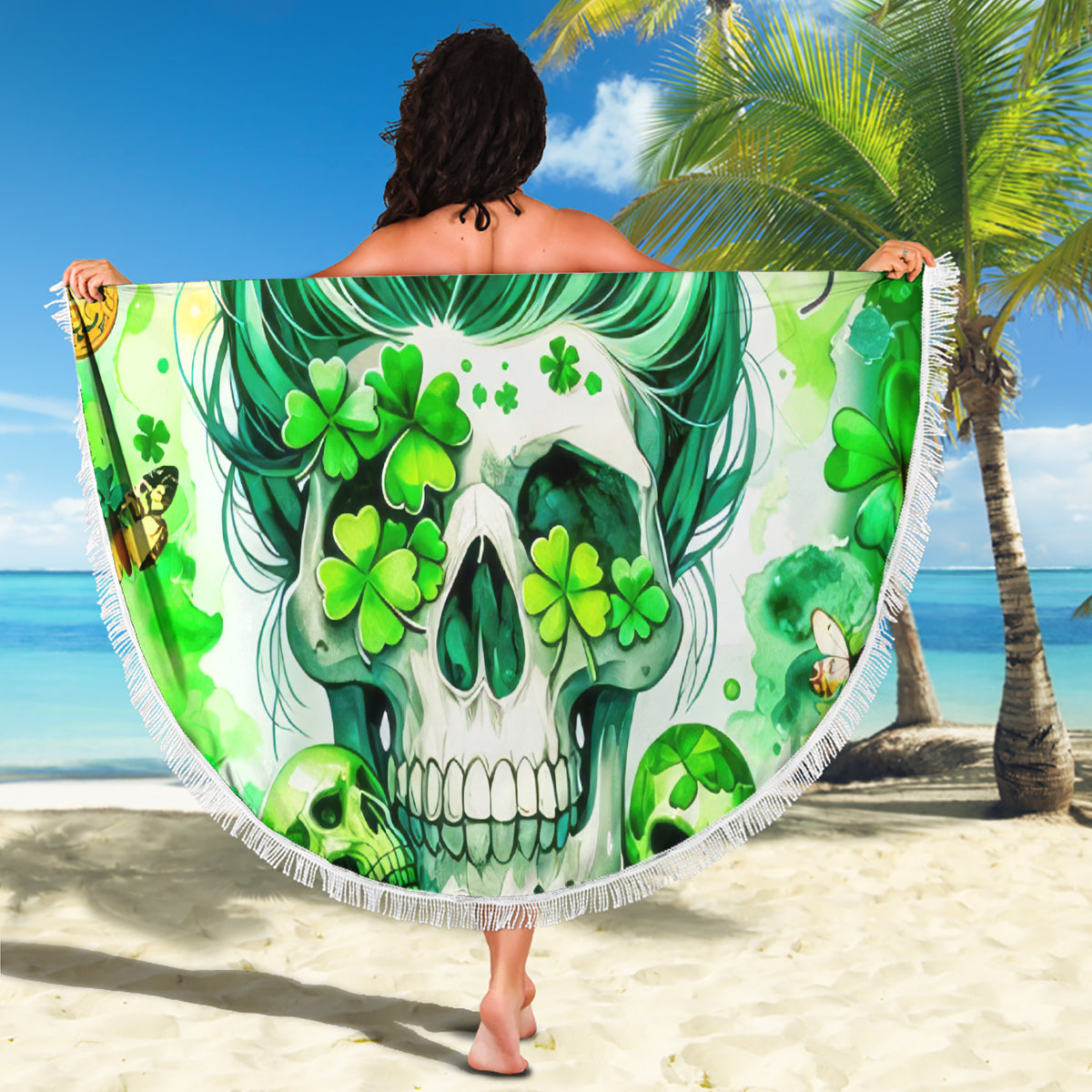 Irish Skull Beach Blanket Oho Lucky Mama - Wonder Print Shop
