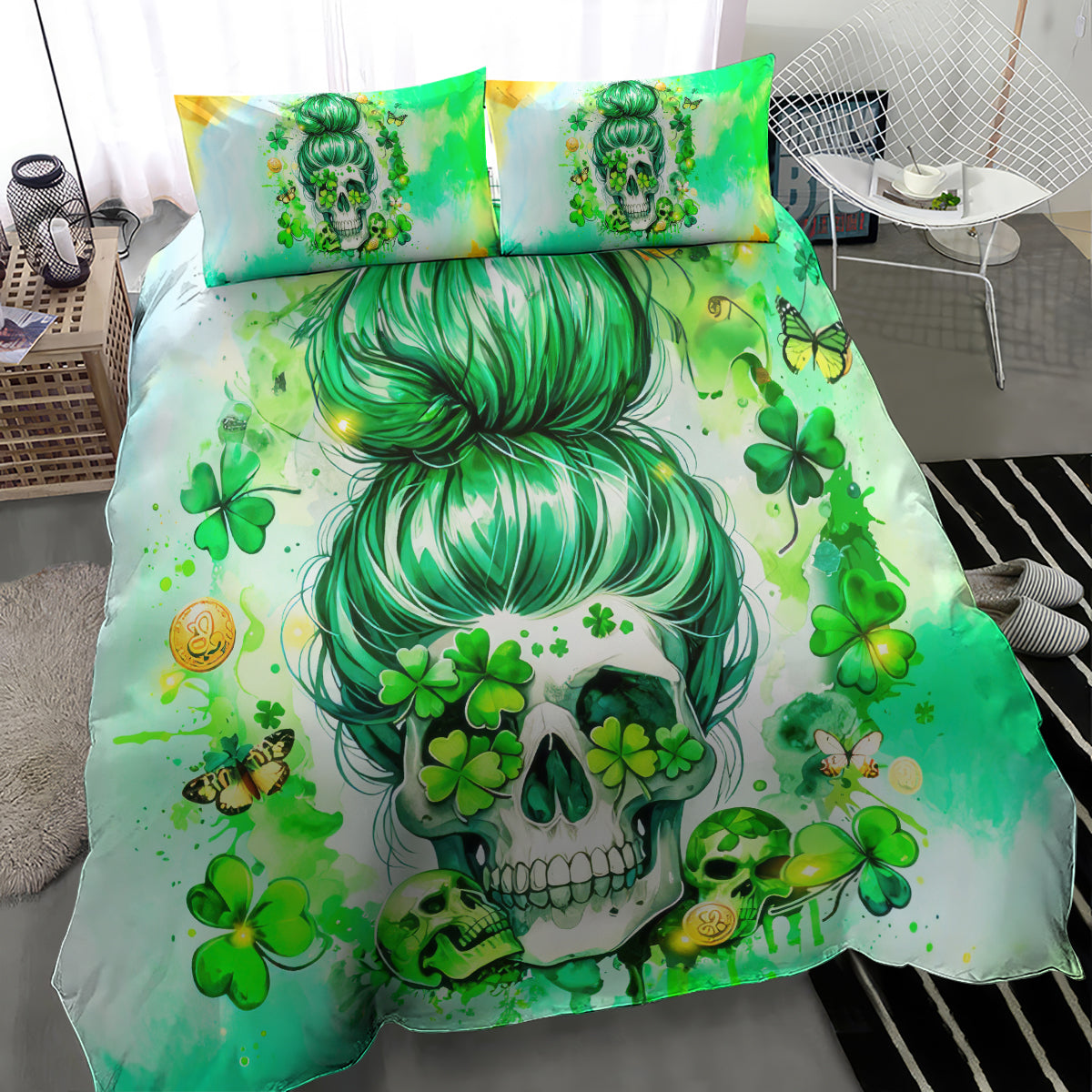 Irish Skull Bedding Set Oho Lucky Mama - Wonder Print Shop