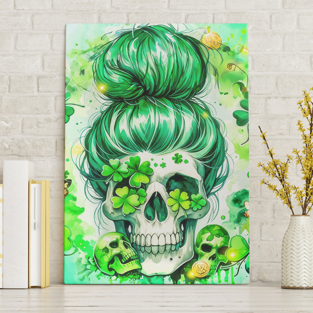 Irish Skull Canvas Wall Art Oho Lucky Mama - Wonder Print Shop
