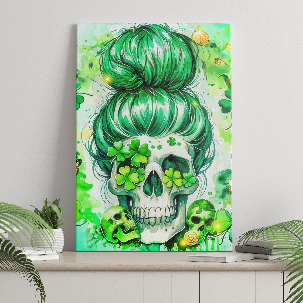Irish Skull Canvas Wall Art Oho Lucky Mama - Wonder Print Shop