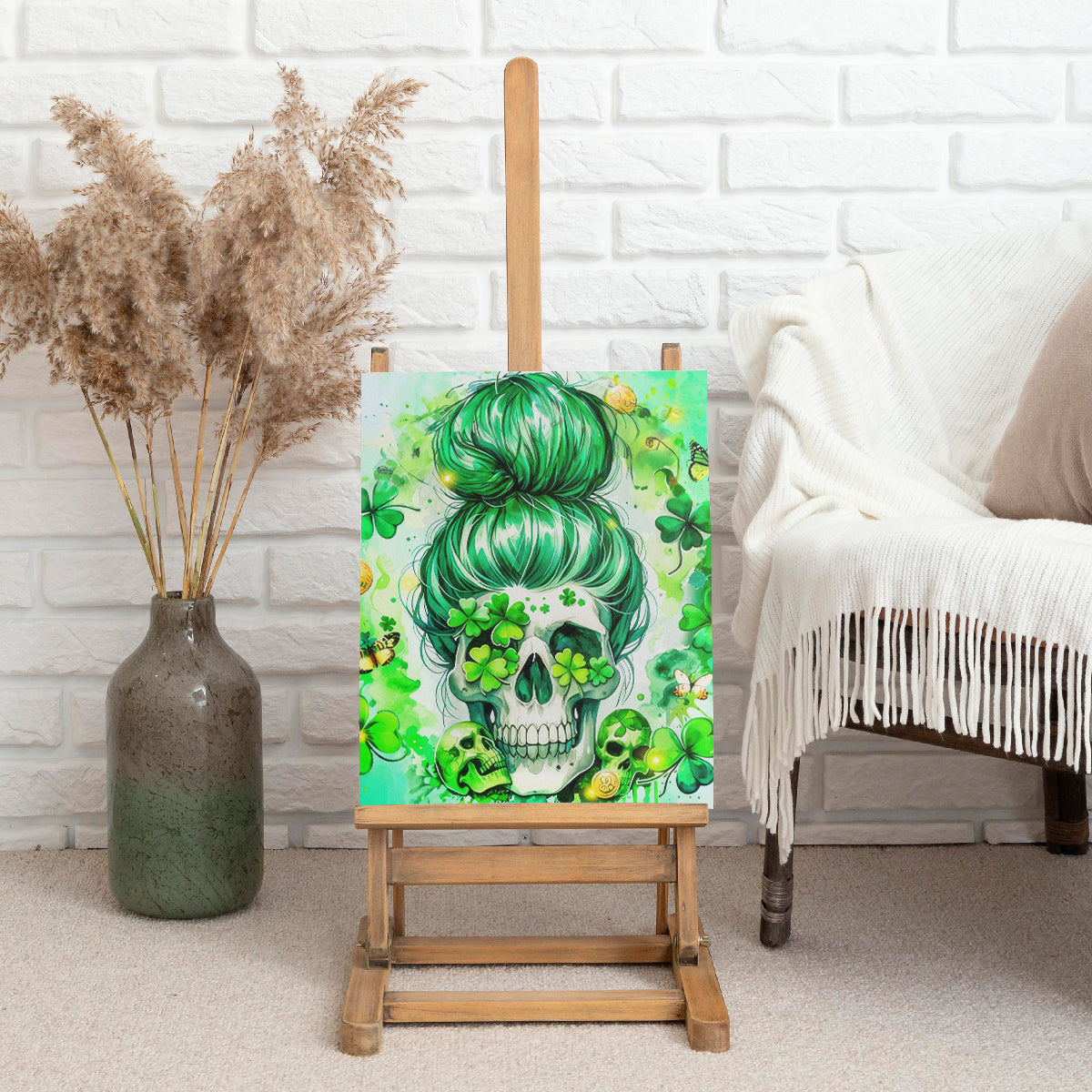 Irish Skull Canvas Wall Art Oho Lucky Mama - Wonder Print Shop