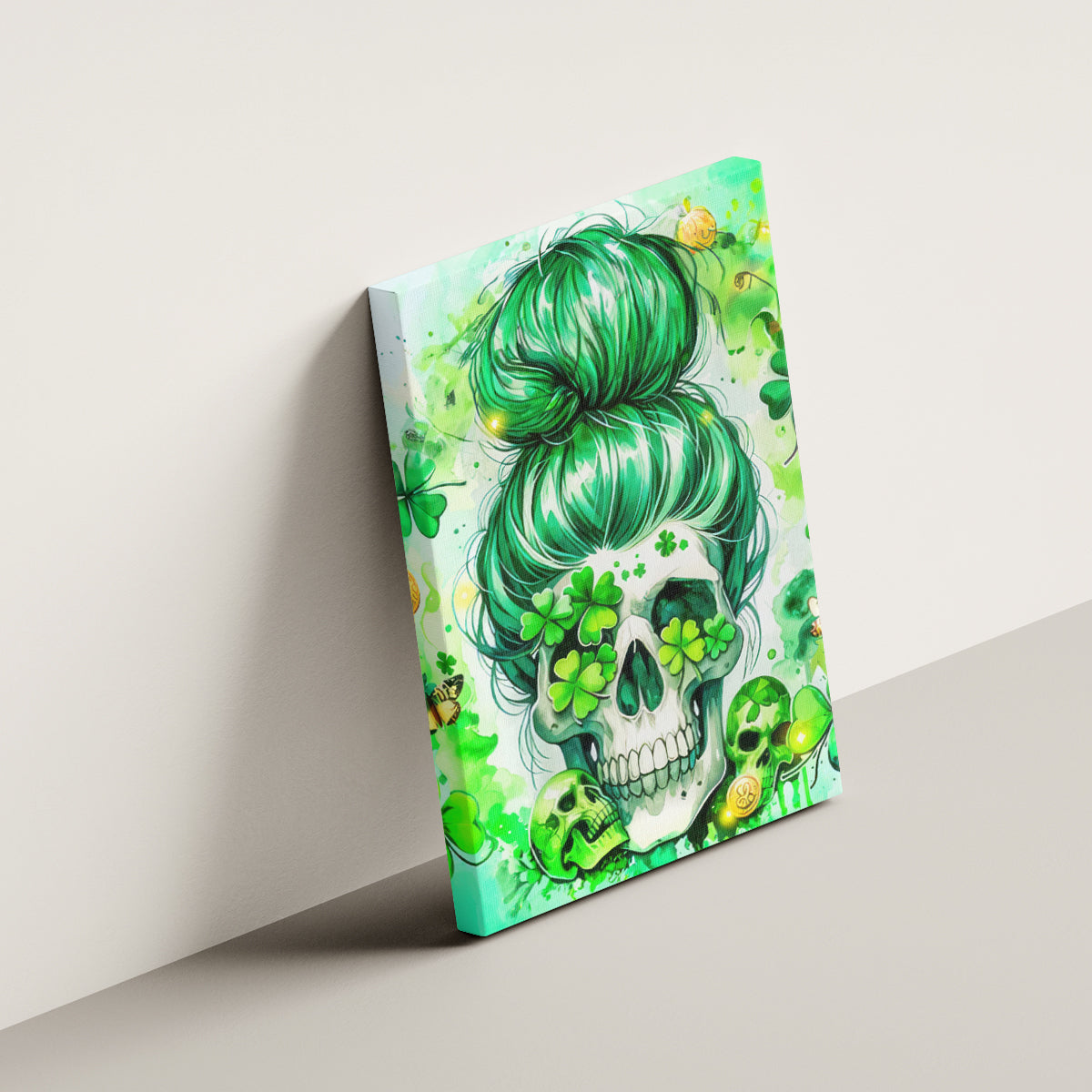Irish Skull Canvas Wall Art Oho Lucky Mama - Wonder Print Shop