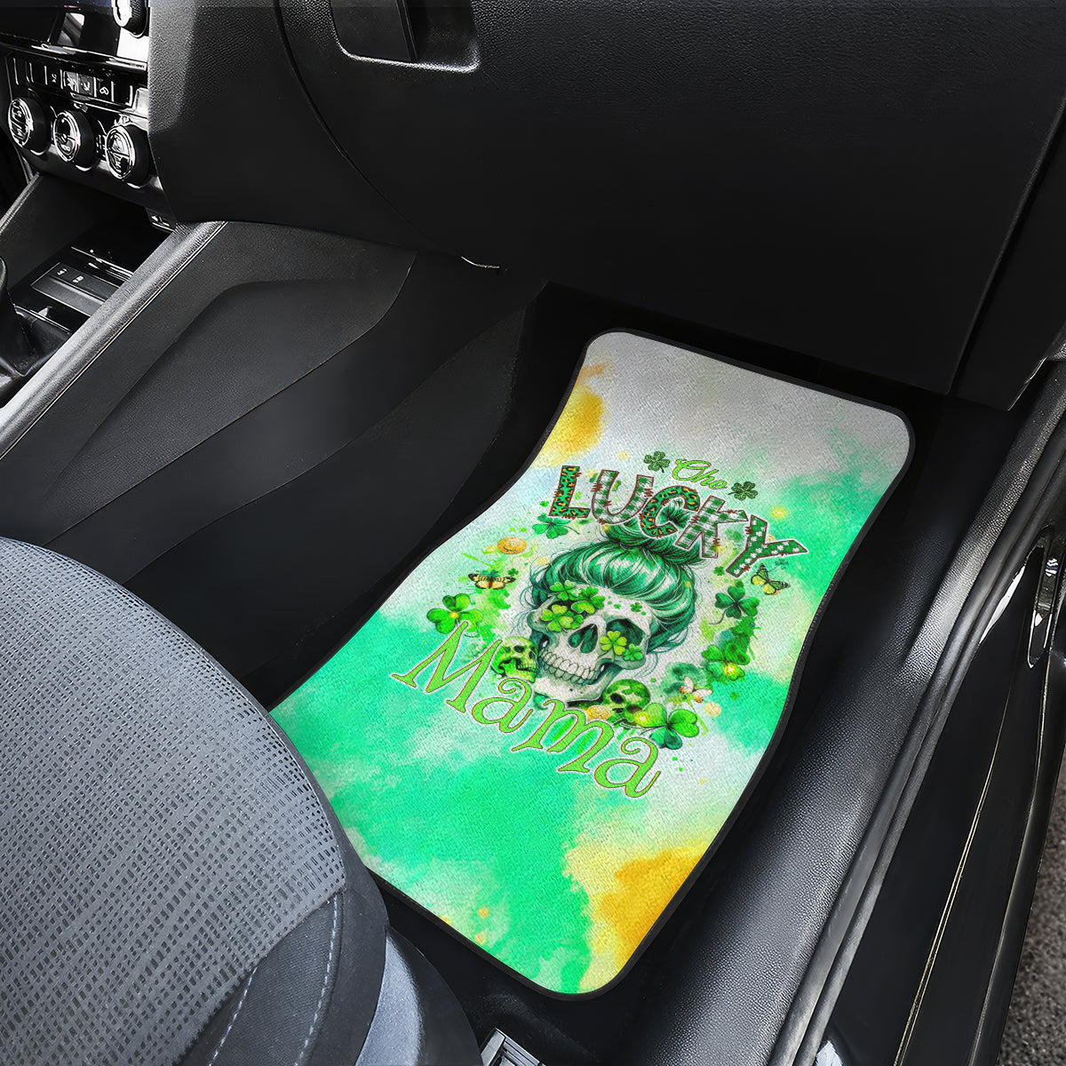 Irish Skull Car Mats Oho Lucky Mama - Wonder Print Shop