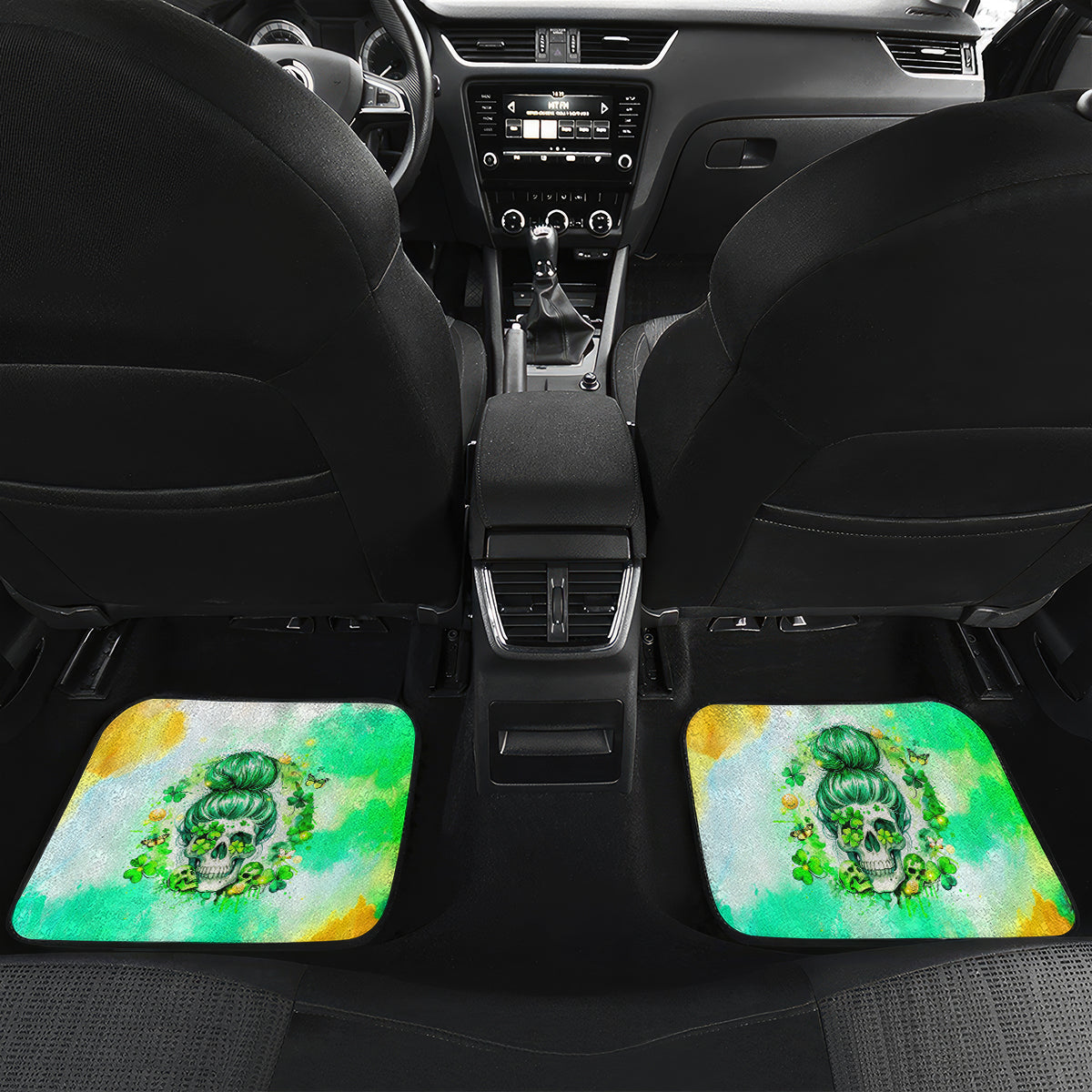 Irish Skull Car Mats Oho Lucky Mama - Wonder Print Shop
