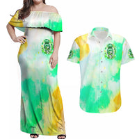 Irish Skull Couples Matching Off Shoulder Maxi Dress and Hawaiian Shirt Oho Lucky Mama - Wonder Print Shop