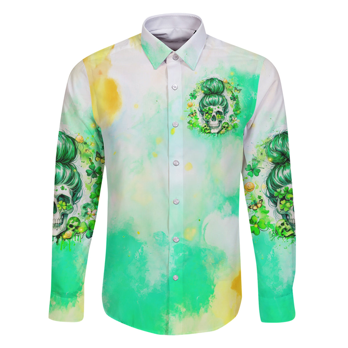 Irish Skull Family Matching Off Shoulder Short Dress and Hawaiian Shirt Oho Lucky Mama - Wonder Print Shop