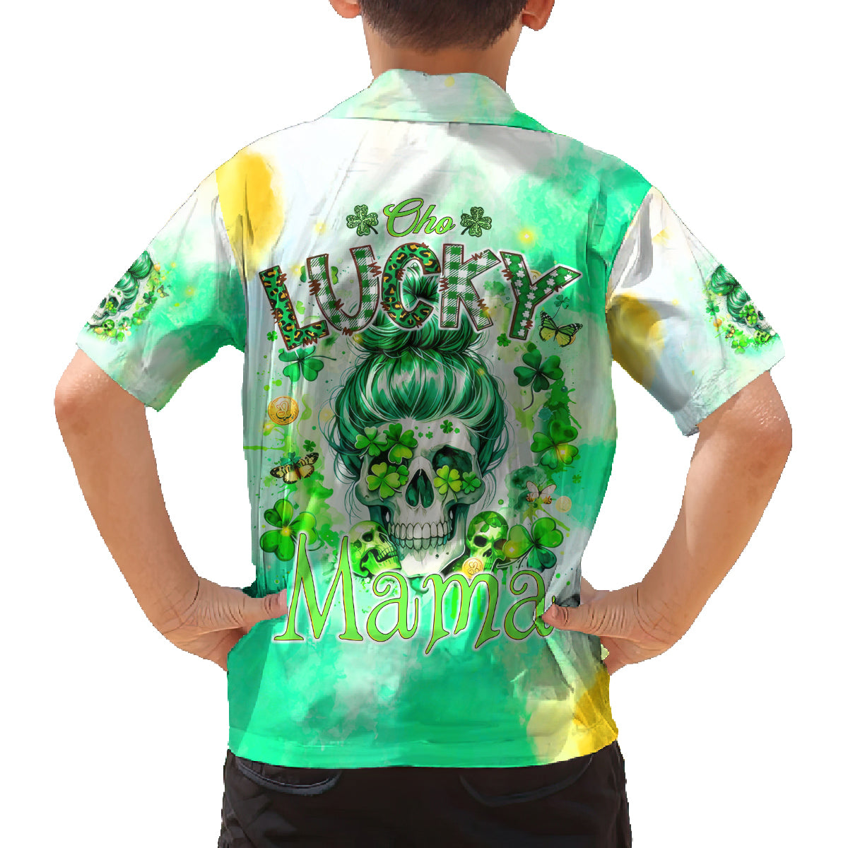 Irish Skull Family Matching Puletasi and Hawaiian Shirt Oho Lucky Mama - Wonder Print Shop