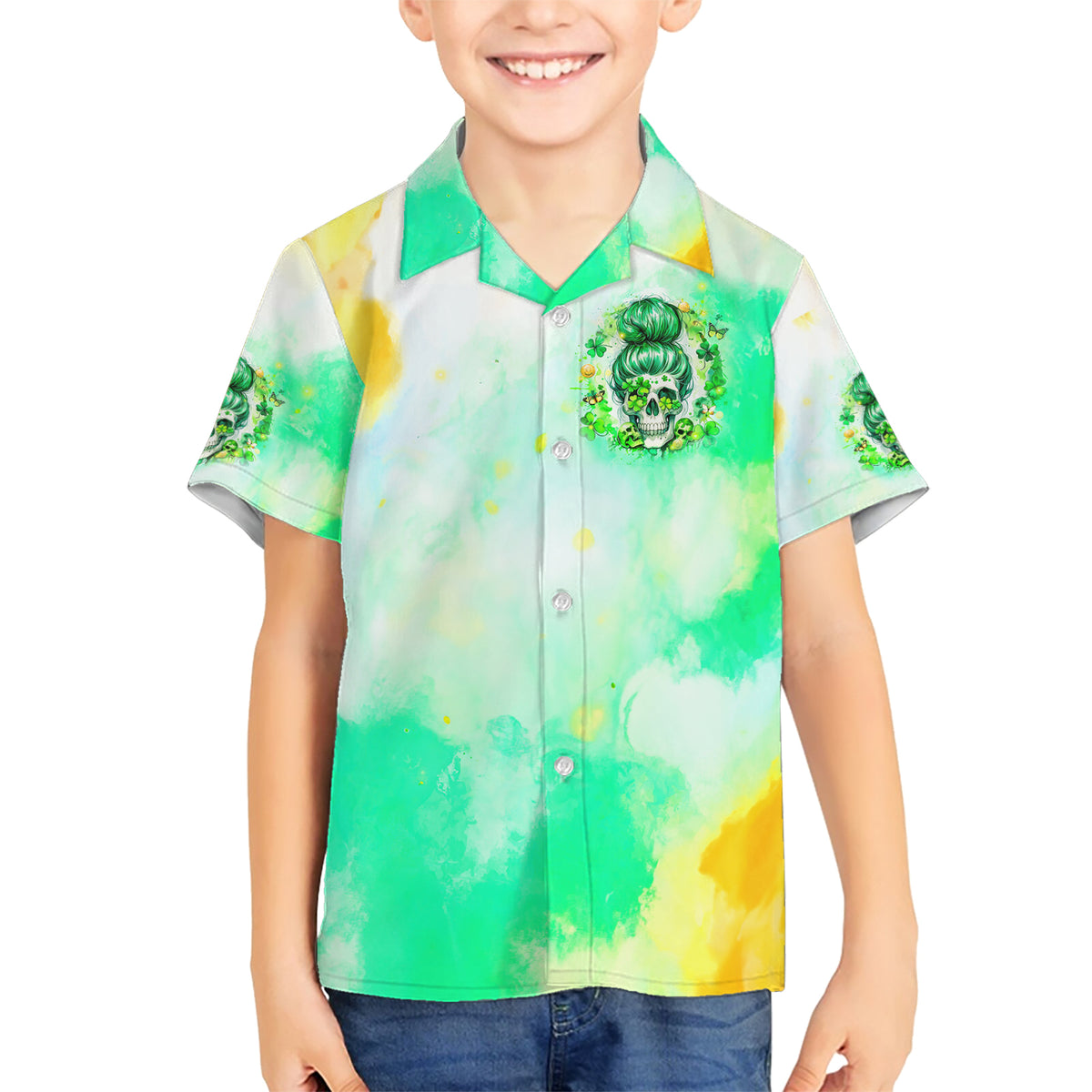 Irish Skull Family Matching Short Sleeve Bodycon Dress and Hawaiian Shirt Oho Lucky Mama - Wonder Print Shop