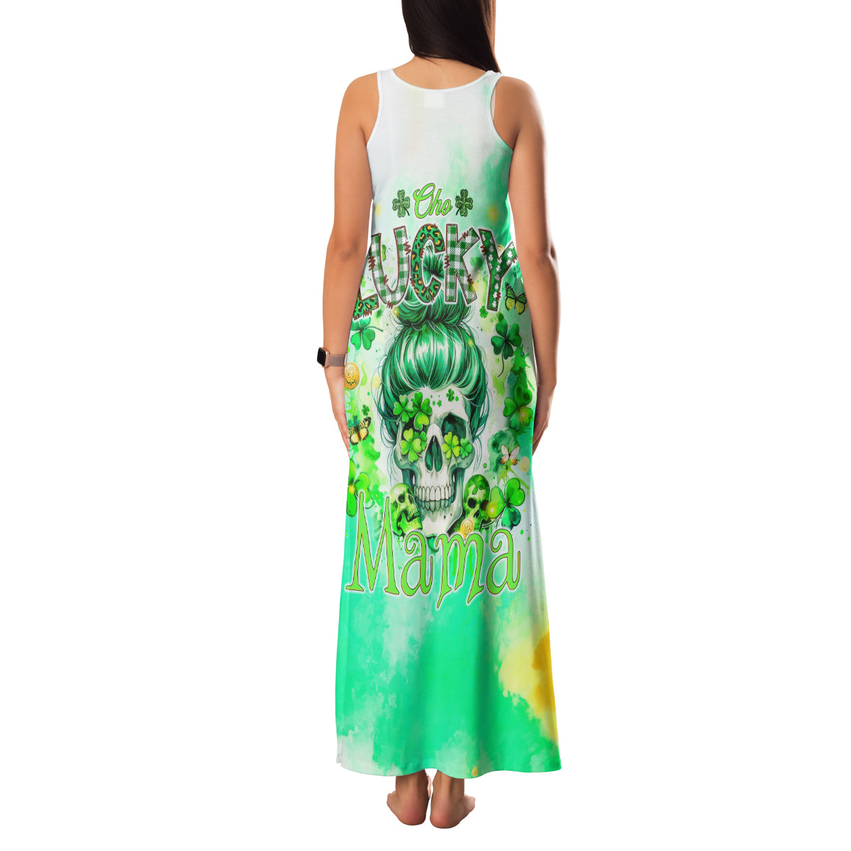 Irish Skull Family Matching Tank Maxi Dress and Hawaiian Shirt Oho Lucky Mama - Wonder Print Shop