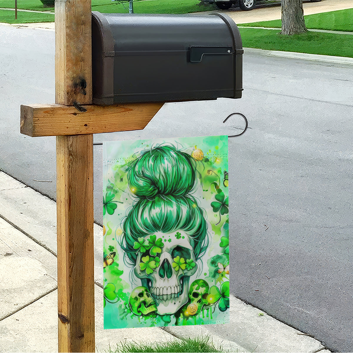 Irish Skull Garden Flag Oho Lucky Mama - Wonder Print Shop