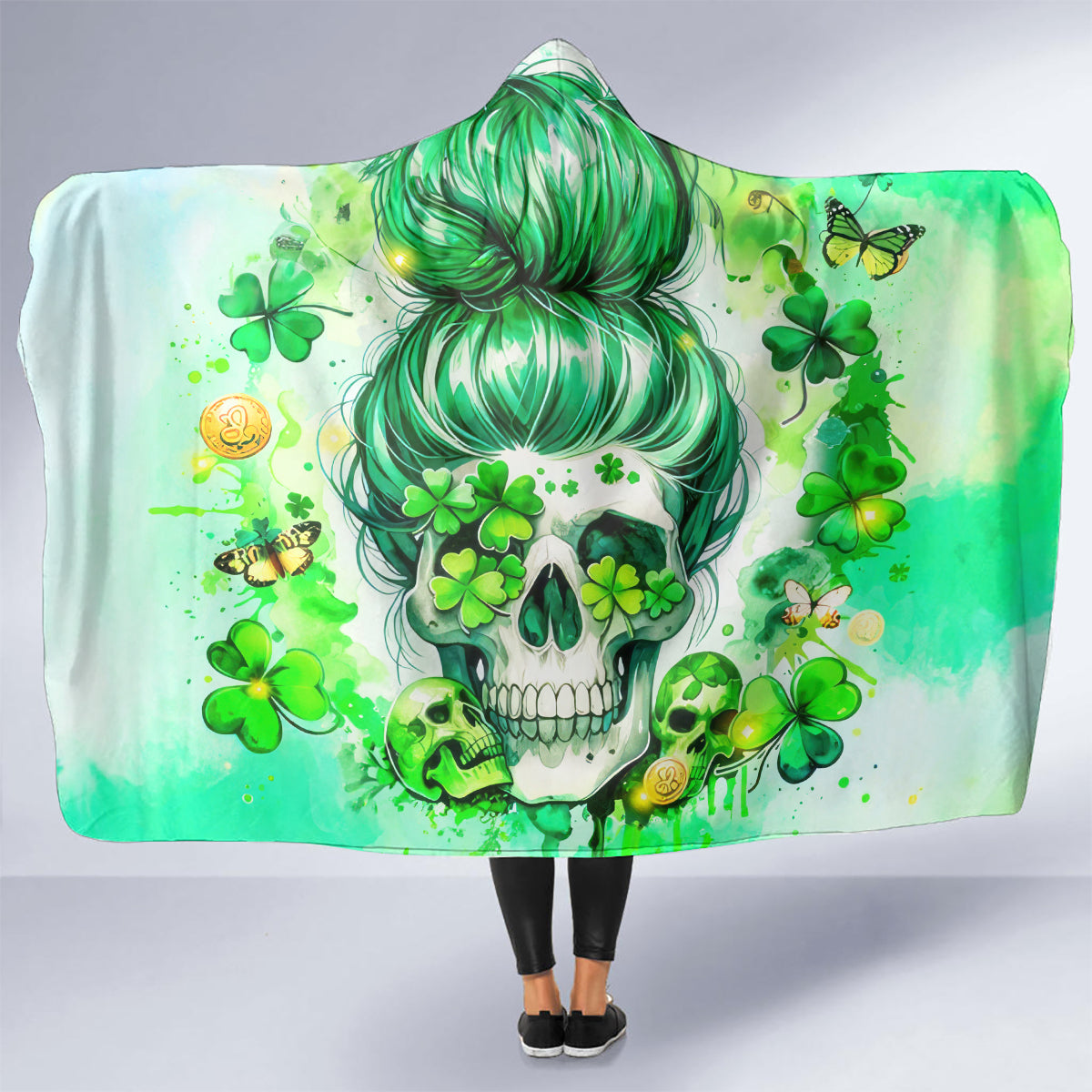 Irish Skull Hooded Blanket Oho Lucky Mama