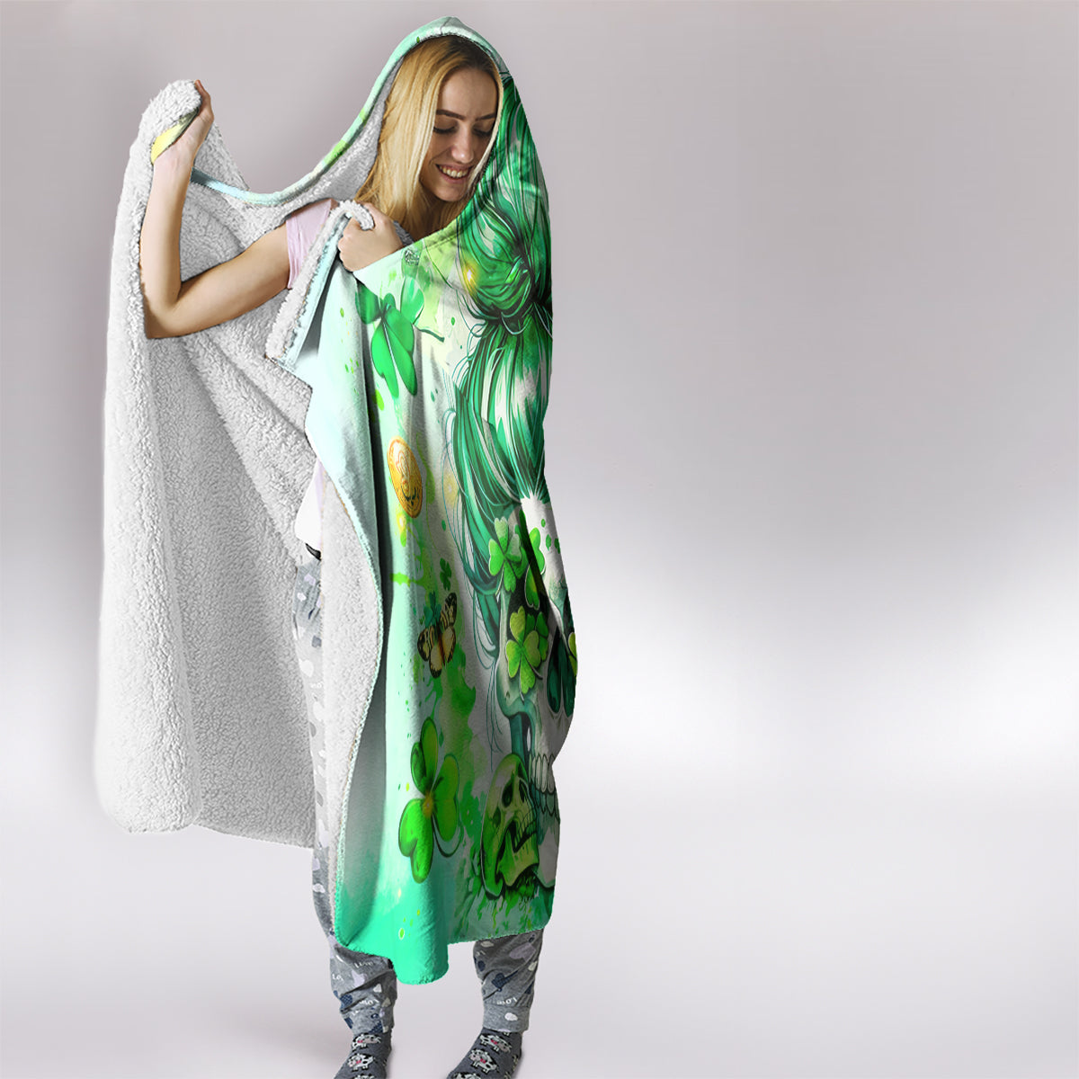 Irish Skull Hooded Blanket Oho Lucky Mama