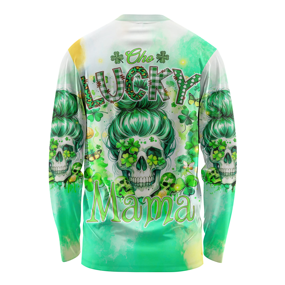 Irish Skull Long Sleeve Shirt Oho Lucky Mama - Wonder Print Shop