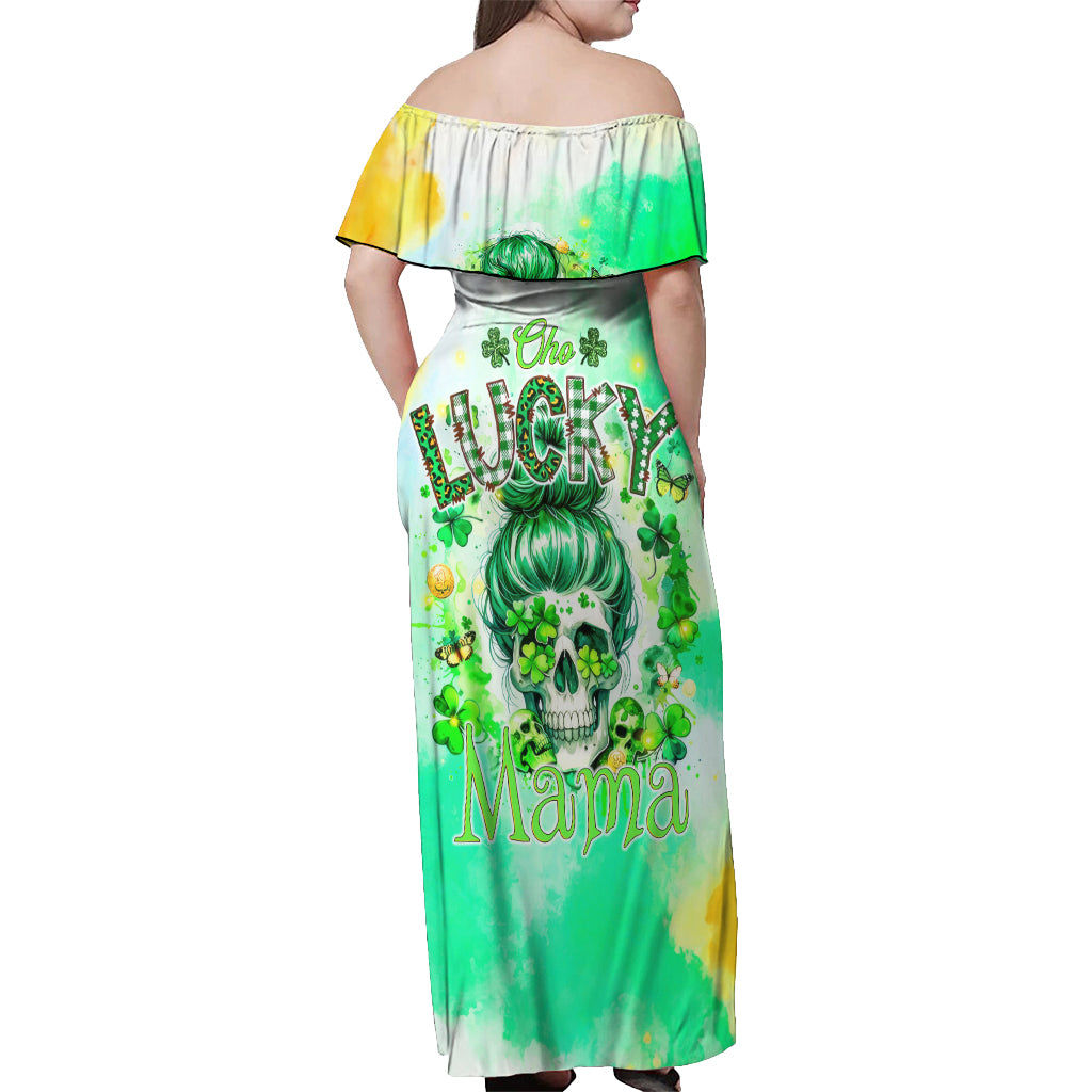 Irish Skull Off Shoulder Maxi Dress Oho Lucky Mama - Wonder Print Shop