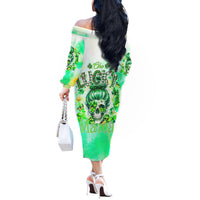 Irish Skull Off The Shoulder Long Sleeve Dress Oho Lucky Mama - Wonder Print Shop