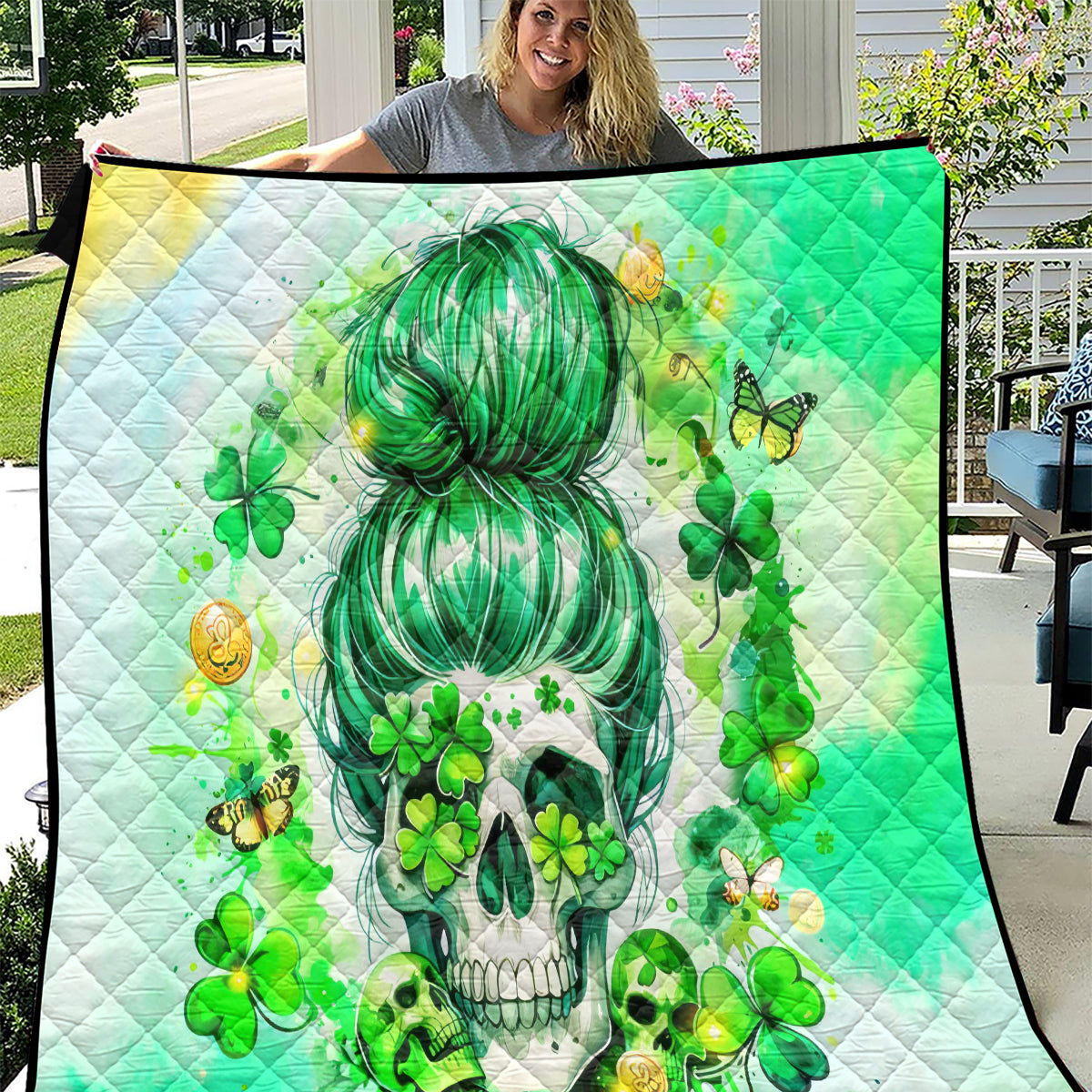 Irish Skull Quilt Oho Lucky Mama - Wonder Print Shop