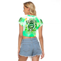Irish Skull Raglan Cropped T Shirt Oho Lucky Mama - Wonder Print Shop