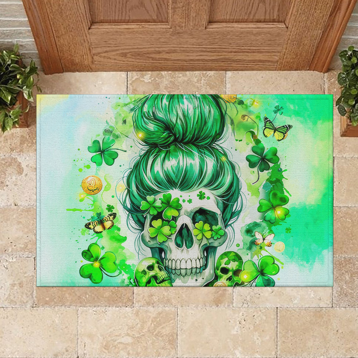Irish Skull Rubber Doormat Oho Lucky Mama - Wonder Print Shop