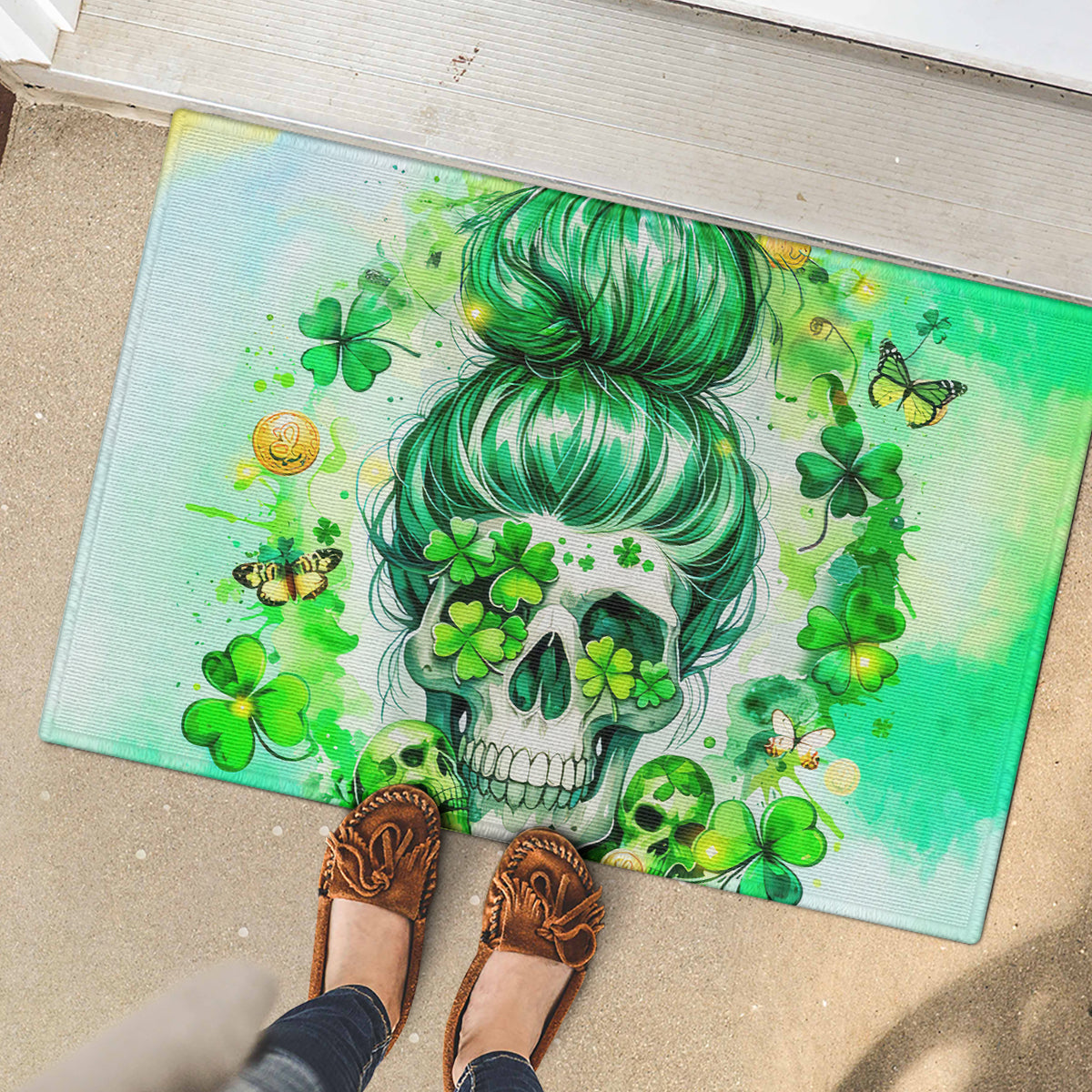 Irish Skull Rubber Doormat Oho Lucky Mama - Wonder Print Shop