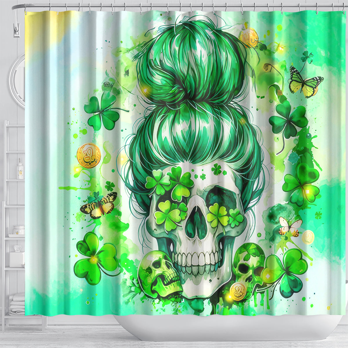 Irish Skull Shower Curtain Oho Lucky Mama