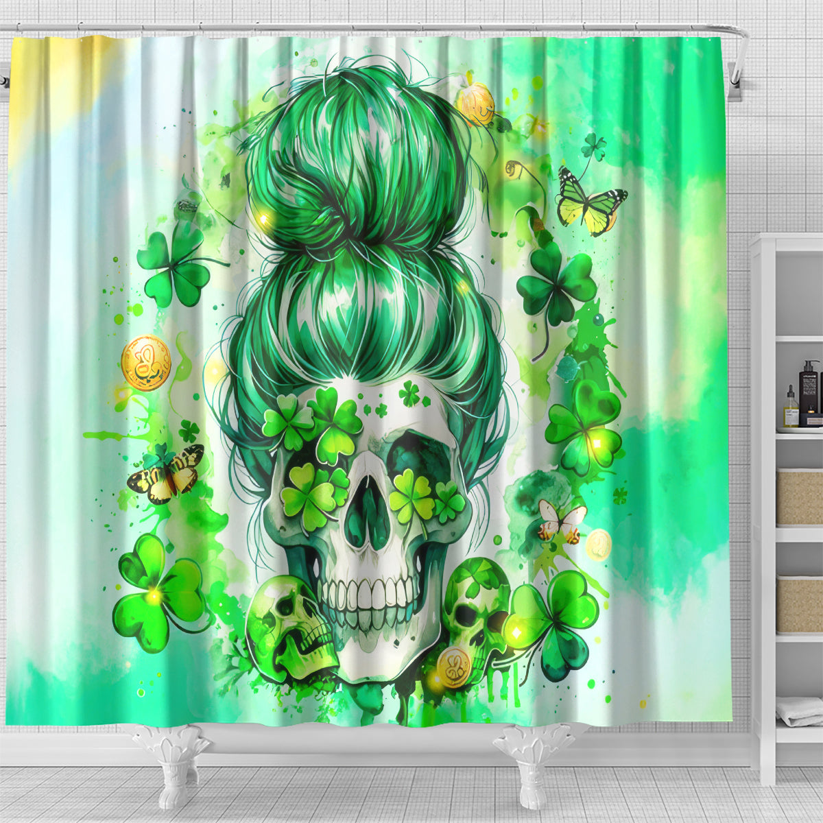 Irish Skull Shower Curtain Oho Lucky Mama