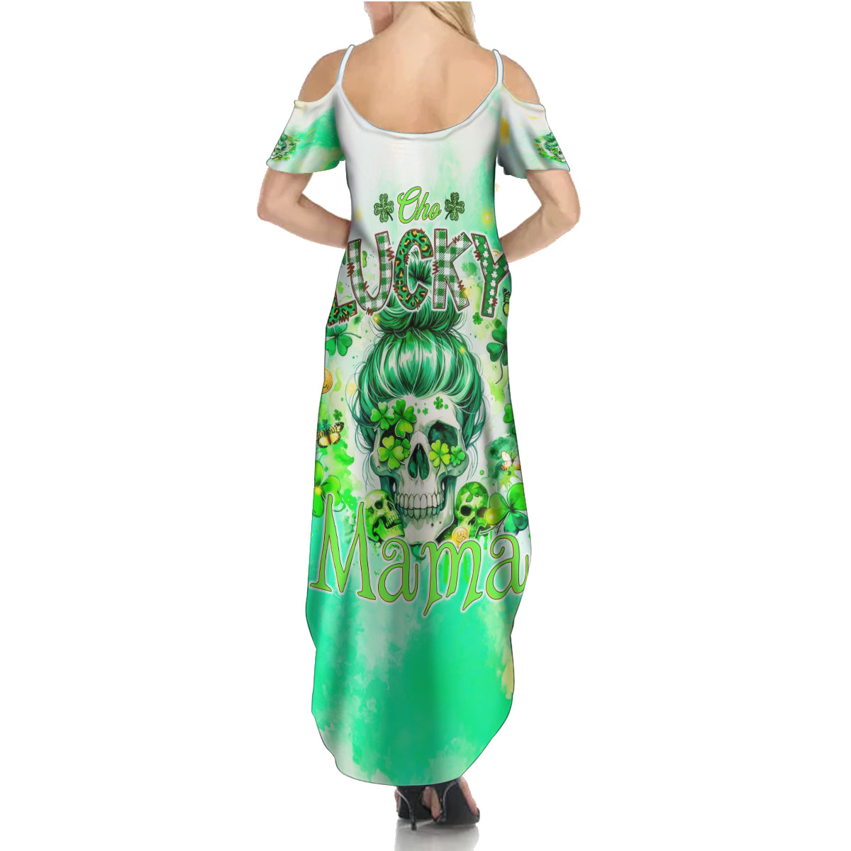 Irish Skull Summer Maxi Dress Oho Lucky Mama - Wonder Print Shop