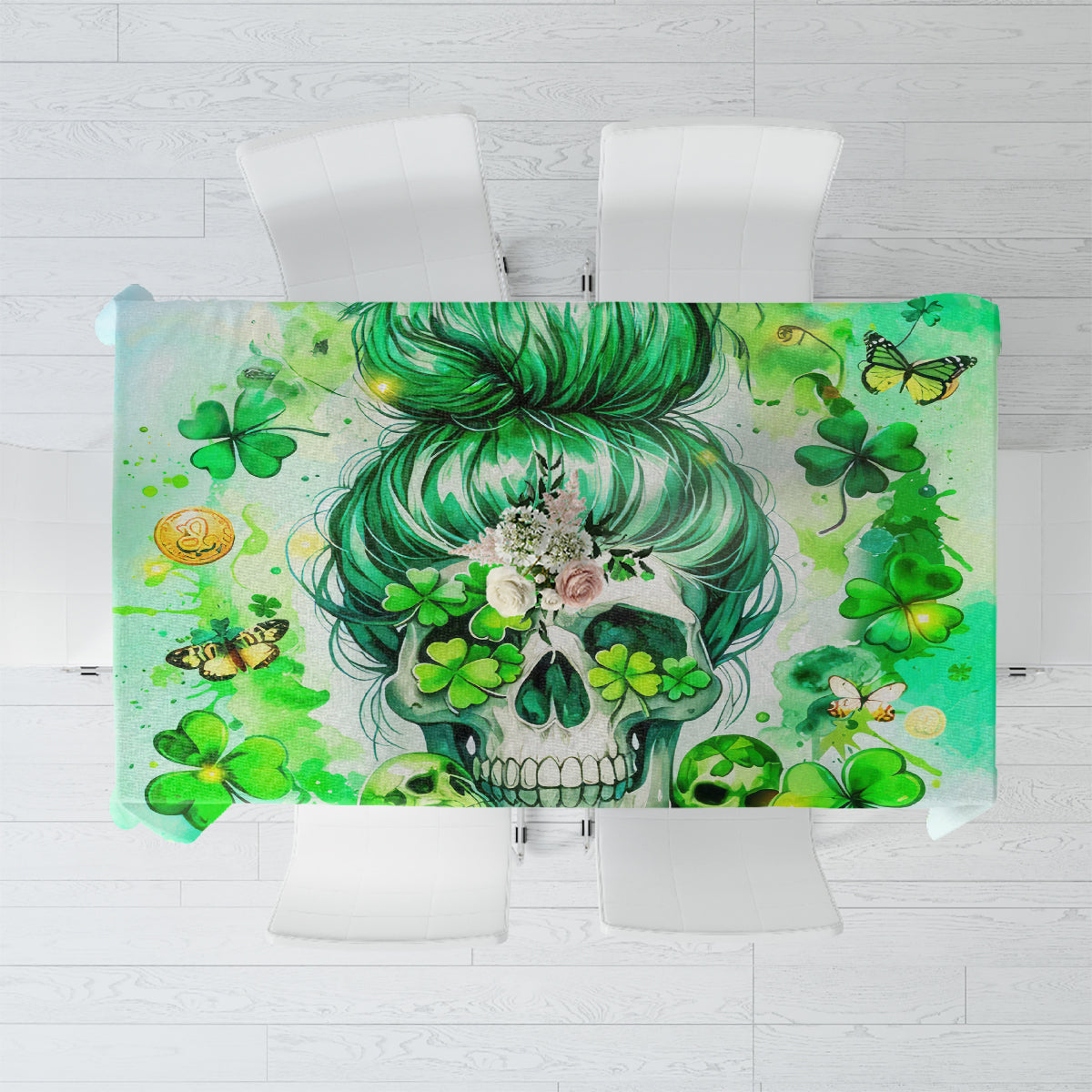 Irish Skull Tablecloth Oho Lucky Mama - Wonder Print Shop