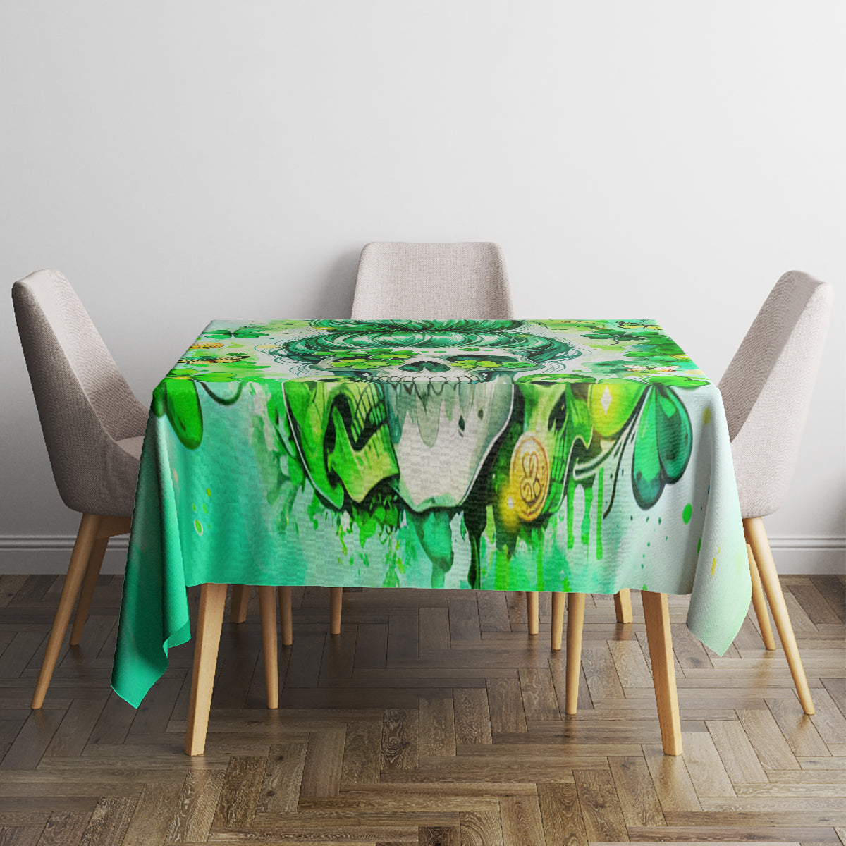 Irish Skull Tablecloth Oho Lucky Mama - Wonder Print Shop