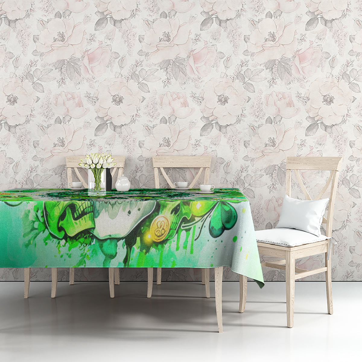 Irish Skull Tablecloth Oho Lucky Mama - Wonder Print Shop