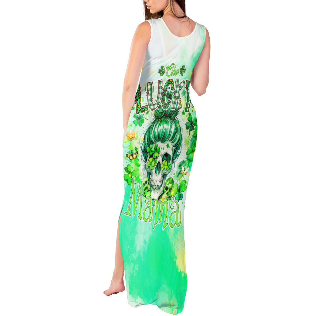 Irish Skull Tank Maxi Dress Oho Lucky Mama - Wonder Print Shop