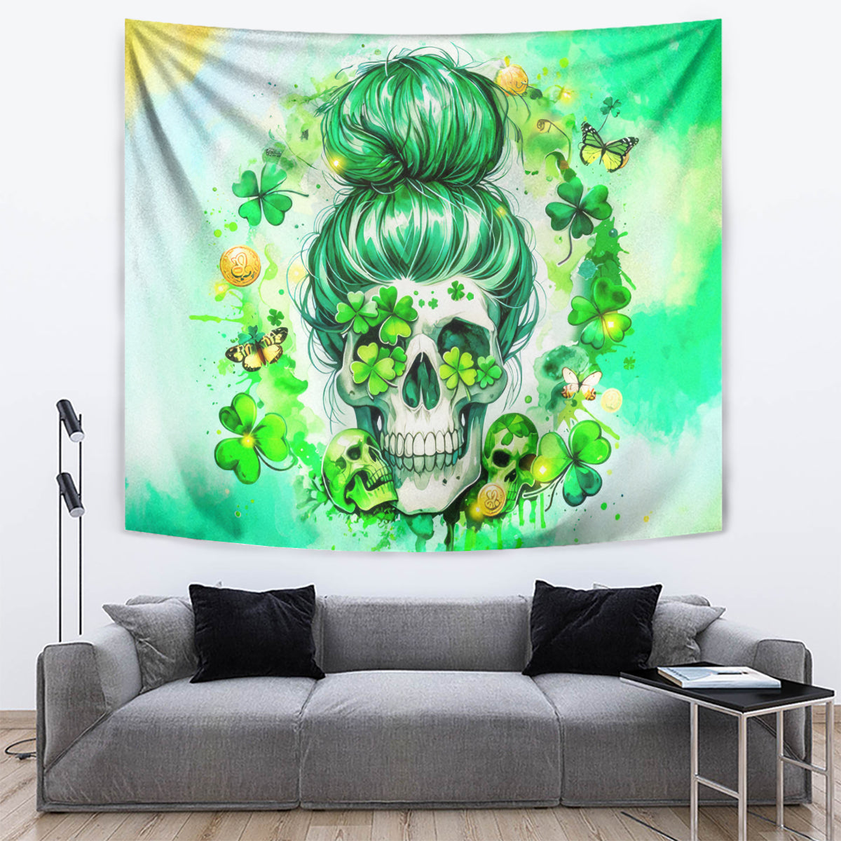 Irish Skull Tapestry Oho Lucky Mama - Wonder Print Shop