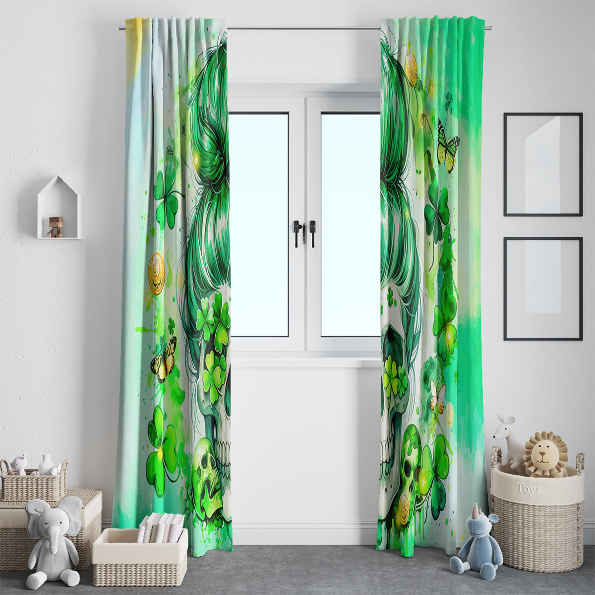 Irish Skull Window Curtain Oho Lucky Mama - Wonder Print Shop