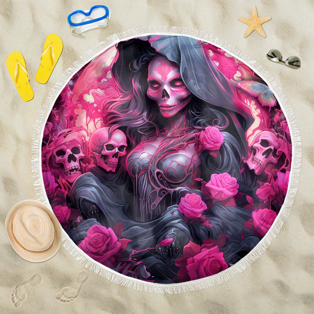 Witch Skull Beach Blanket They Whispered To Her You Cannot Withstand The Storm - Wonder Print Shop
