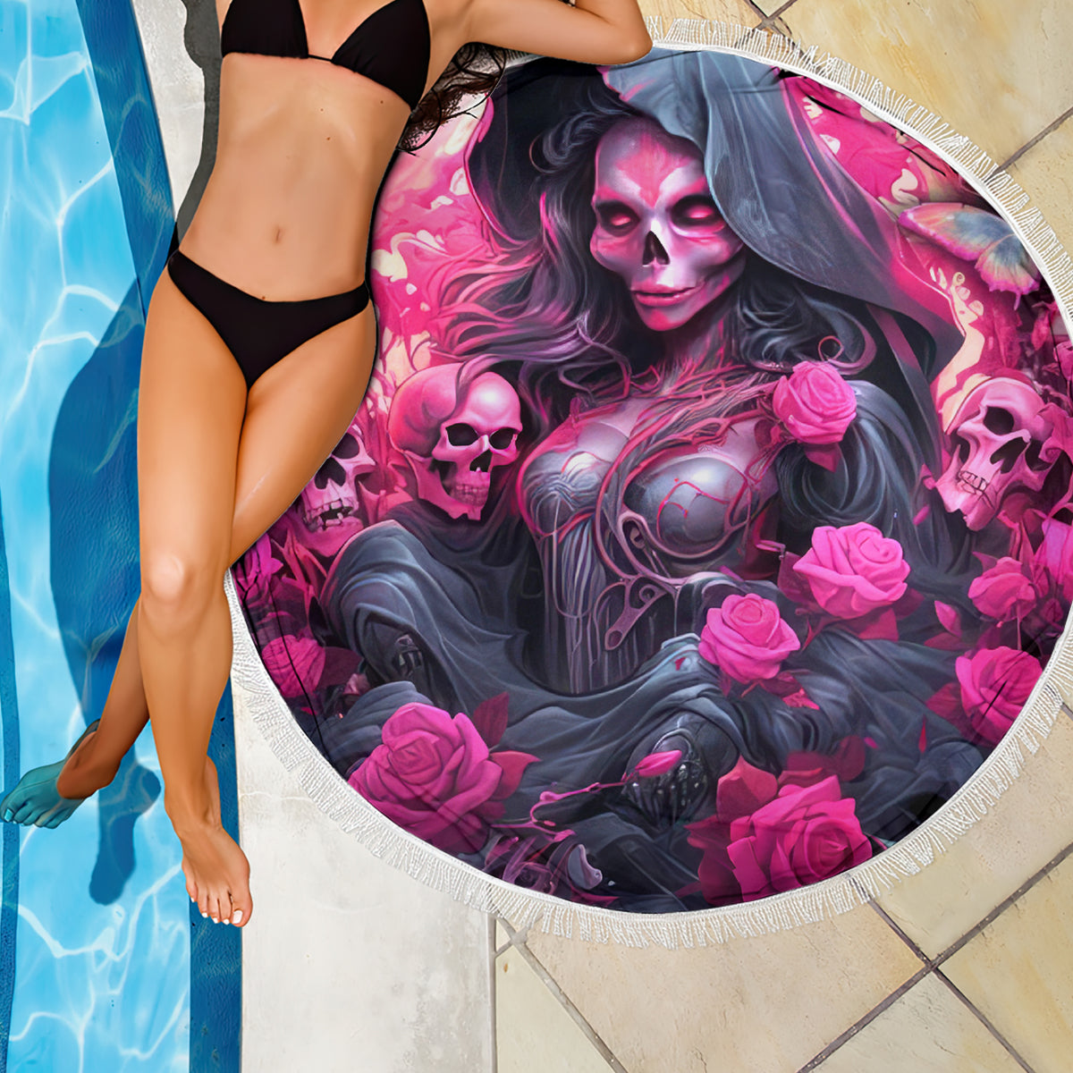 Witch Skull Beach Blanket They Whispered To Her You Cannot Withstand The Storm - Wonder Print Shop