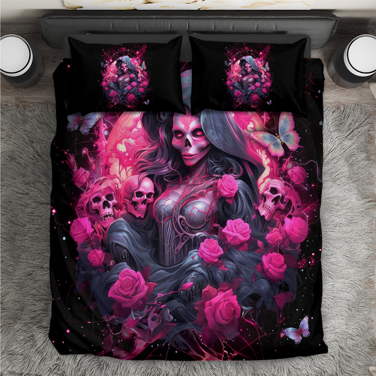 Witch Skull Bedding Set They Whispered To Her You Cannot Withstand The Storm