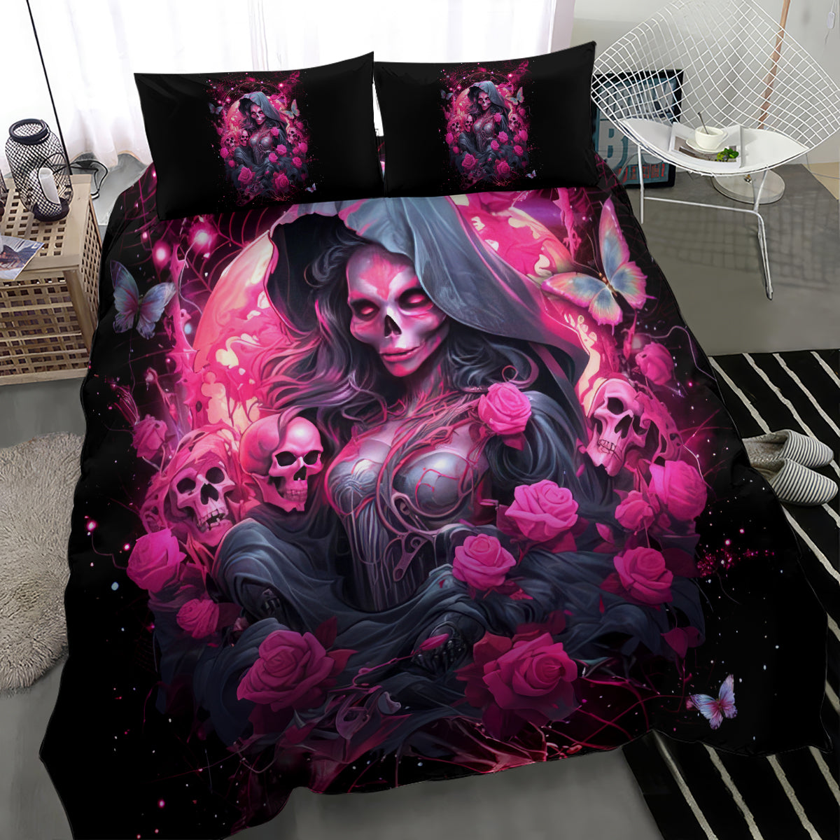 Witch Skull Bedding Set They Whispered To Her You Cannot Withstand The Storm - Wonder Print Shop