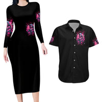 Witch Skull Couples Matching Long Sleeve Bodycon Dress and Hawaiian Shirt They Whispered To Her You Cannot Withstand The Storm - Wonder Print Shop
