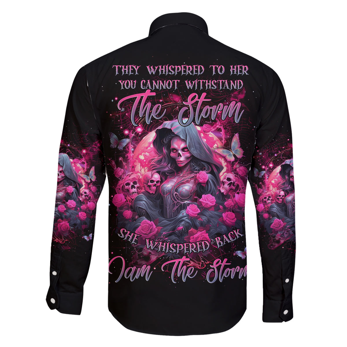 Witch Skull Family Matching Off Shoulder Maxi Dress and Hawaiian Shirt They Whispered To Her You Cannot Withstand The Storm - Wonder Print Shop