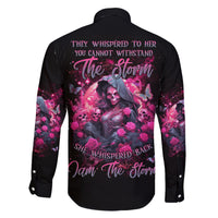 Witch Skull Family Matching Off Shoulder Maxi Dress and Hawaiian Shirt They Whispered To Her You Cannot Withstand The Storm - Wonder Print Shop