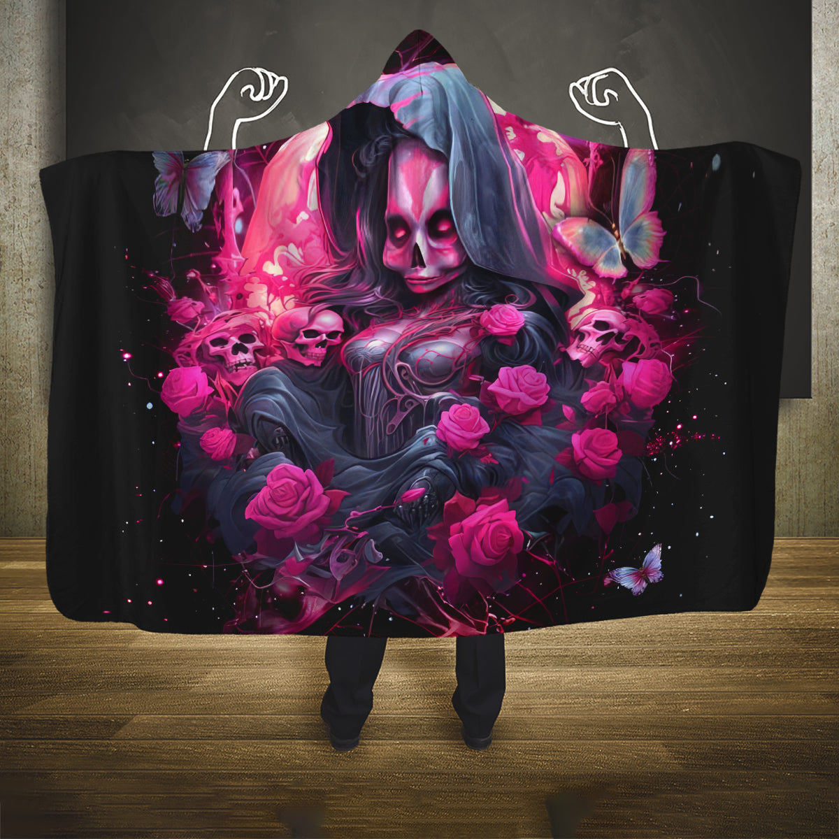 Witch Skull Hooded Blanket They Whispered To Her You Cannot Withstand The Storm